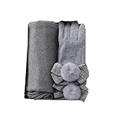 [HGJH] マフラー レディース プレゼント カシミヤ 手袋 冬物 防寒対策 お誕生日 グレー 厚手 秋冬 スカーフ 暖かい ファッション 旅行 彼女 恋人 贈り物 Set.A かわいい セット販売 可愛い クリスマスプレゼント 膝掛け 小顔効果 マフラー