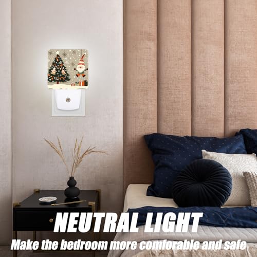 Image of Christmas Tree Night Light,Santa Claus Snowflakes Nightlight Plug into Wall,LED Lamp,Suitable for Bedrooms,Kitchens,Toilets,Etc.Auto Sensor Dusk to Dawn,Energy-Saving
