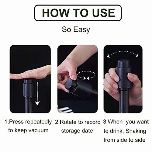 [2 PACK]Rolhas para Garrafas de Vinho, Rolhas Reutilizáveis, Conservador de Vinho a Vácuo com Regist