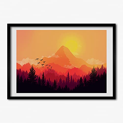 Cadre MDF 70x50 cm Tulup avec affiche de paysage de montagne pour decoration moderne