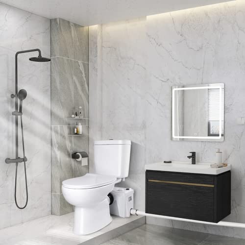 500Watt Macerating Toilet With Macerator Pump, Upflush Toilet System For Basement Room Included Water Tank, Big Round Toilet Bowl, Toilet Seat, Dual-Flush Toilet With Pump, Soft Closing Seat #TOP5