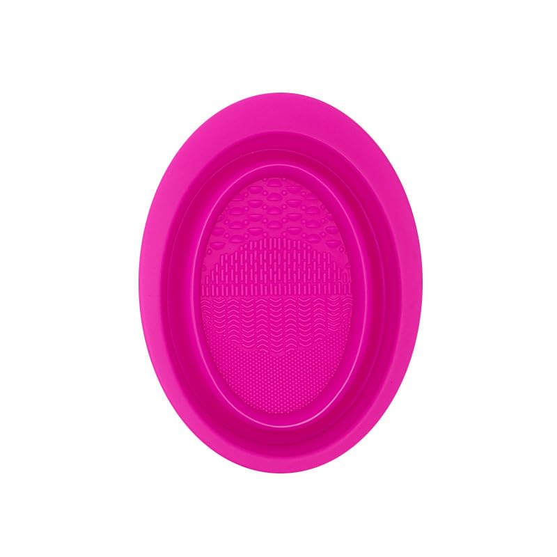 Foldable Silicone Makeup Brush Cleaner Bowl (Rose red) image 2