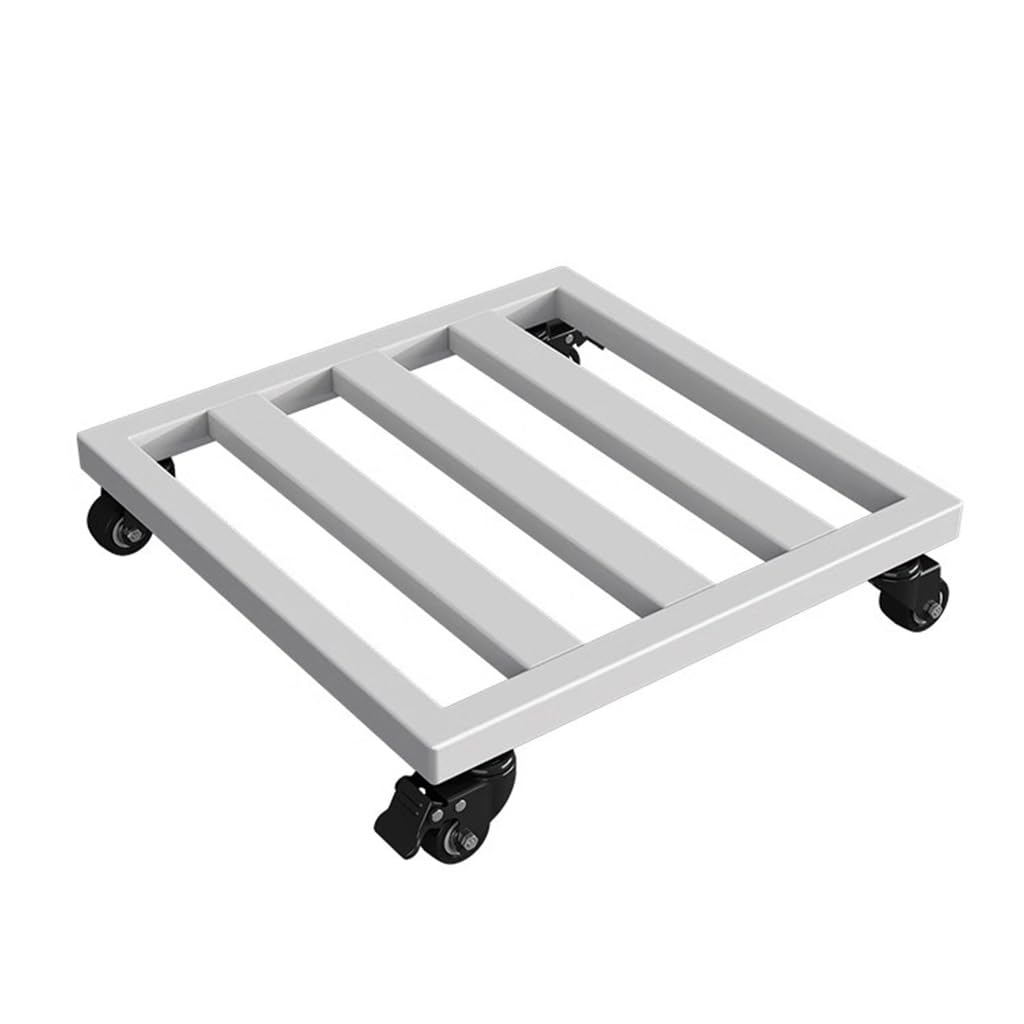 Bandeja rodante para plantas con soportes metálicos desmontables para macetas y acuarios, base de hierro EasyMove, color blanco, 40 x 40 cm, accesorio de jardín ideal para uso doméstico y exterior.