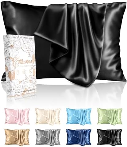 Silk Pillowcase 2 Pack - Pillow Cases Queen Set of 2 Size 20