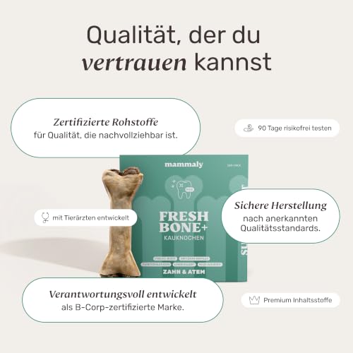 mammaly Fresh Bone+® Zahnpflege-Kauknochen mit Pansen für Hunde (12cm)
