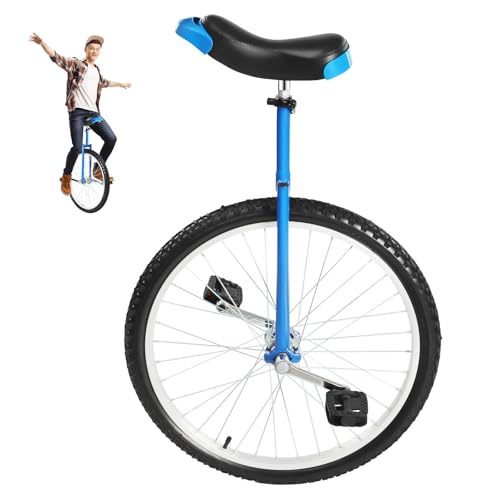 AGULIUM 24 Inch Wheel Unicycle with Alloy Rim, Height Adjustable One Wheel Bike, 154 LBS Load Capacity, Unicycles for Adults Outdoor Sports Fitness Exercise Balance Training(Blue)