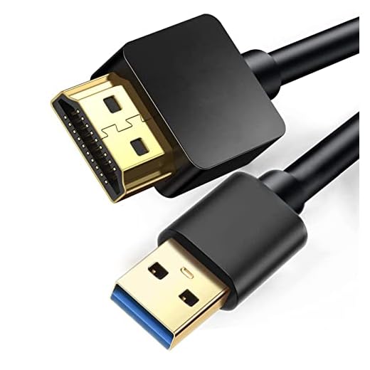 USB to HDMI Cable, fenoero USB 2.0 Male to HDMI Male Charger Cable Splitter Adapter - 1M