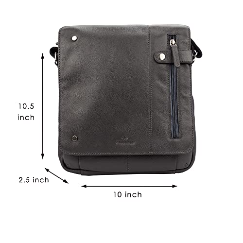 Image of FINELAER Vintage Leather Crossbody Bag Stylish Flap Over Shoulder Satchel for Men & Women