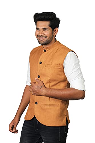Image of PRAKASAM COTTON Men's Cotton Blend Nehru Jacket(Sleeveless wait coat)