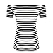LilyCoco Striped Off The Shoulder Tops for Women Short Sleeve Sexy Fitted Pirate Shirt Stripe XX-Large