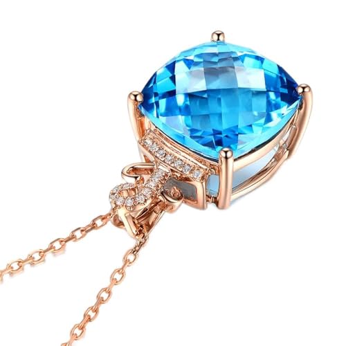 Collier géométrique en argent et aigue-marine pour femme couleur or rose