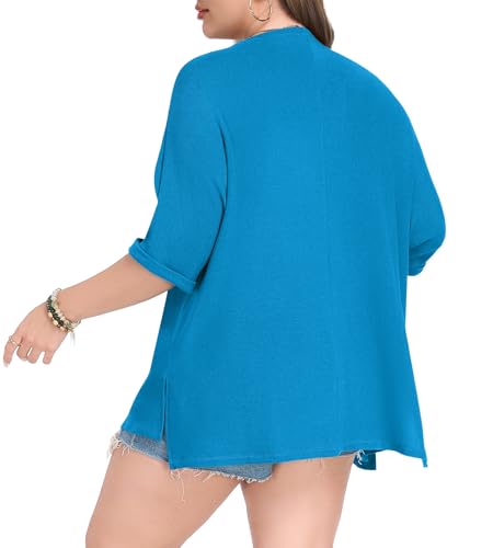Image of Lastshe Womens Plus Size Cardigan Short Sleeve Lightweight Loose Cover Ups Open Front Sweaters Summer Cardigan