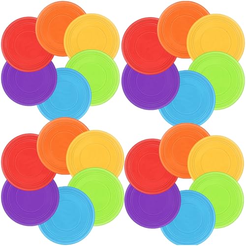 Nujzuir 24Pcs Kids Flying Disc 7 Inch Silicone Flying Disks Bulk for Children Dogs Outdoor Backyard Lawn School Teaching Early Education Sports Games Party Favors, 6 Colors