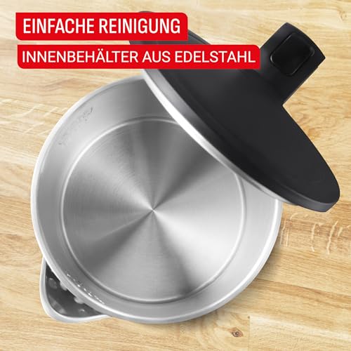 Tefal Thermo Protect elektrischer Wasserkocher, 1,5 Liter, sicher beim Berühren, doppelwandige Isolierung, automatische Abschaltung, Kontrollleuchte, abnehmbarer Kalkfilter, Schwarz, KO1408E0 6