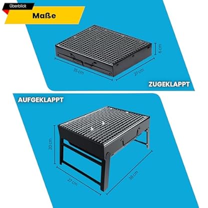 NOVA Campinggrill Holzkohle Picknick Kohle Tragbar Kleiner Portable BBQ für Outdoor Garten Party Tisch Camping Einweg Mini Klappgrill – Bild 7