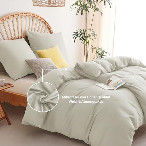 WAVVE Bettwäsche 135x200 4teilig Beige - 80x80 Kissenbezüge, Mikrofaser – Ansicht 3