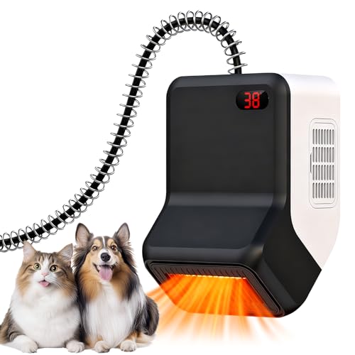 Quiet Dog House Heater with Thermostat, Adjustable Temp Pet Safe Heater Wall-Mounted Anti Chew Cord for Indoor Outdoor Pet Kennel