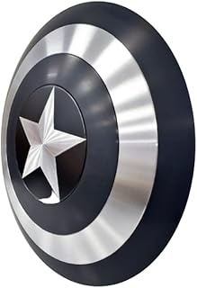 UNIQUE MART Captain Shield America - Escudo de metal para adultos, para cosplay y utilería, 22 pulgadas, color negro y plateado, Negro/Plateado, 56 cm