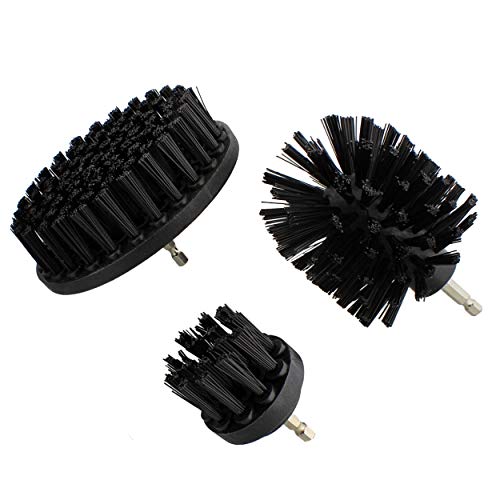 ABN Nylon Scrubber Drill Attachment Cleaning Brush 3pc Set Black Hard Bristles for 1/4in Power Drill, Tough Outdoor Jobs