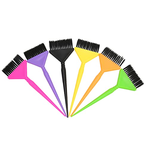 NSXAYIWE 6 PCS Cepillo de tinte para el cabello, cepillo de color de cabello con mango largo para resaltar y colorear secciones, aplicador de tinte de color reutilizable para