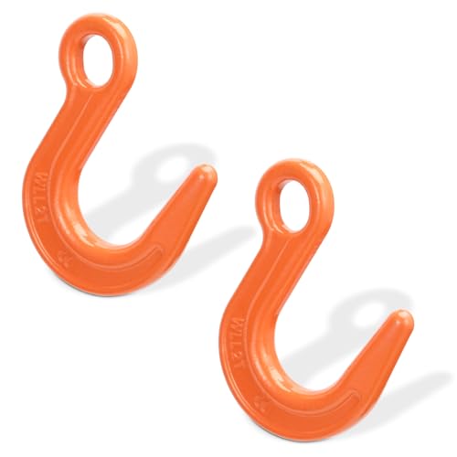 Leero 4409 Lbs (2 Ton) Safety Lifting Hook with Large Opening, G80 Alloy Steel Crane Hook for Equipment Lifting, Harbor Transport, Construction Work, 2 Pack, Orange