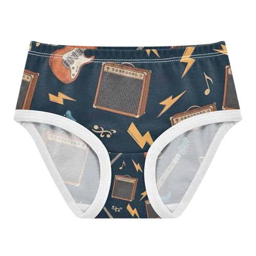 Cute Guitars Dark Blue Toddler Girls Underwear, Girl Underwear, 2T–8 Years
