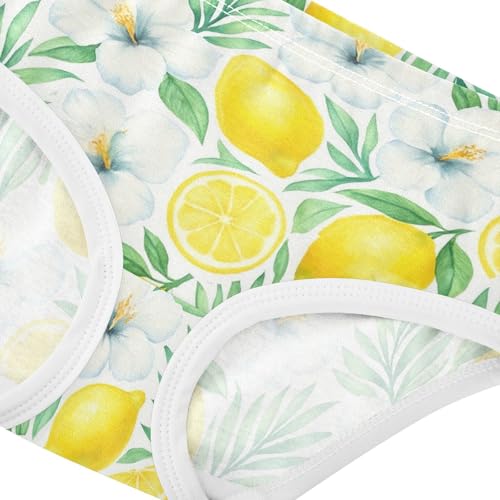Joisal Cotton Girls Underwear Toddlers Yellow Lemons White Flowers Cute Panties Girl Bright Briefs Girls Undies 2t4