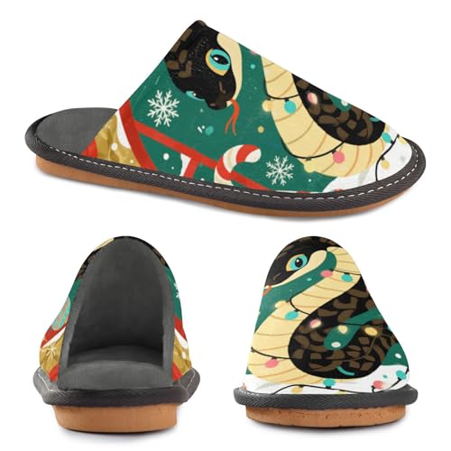 Slippers for Women Snake with Candy Canes Soft Fuzzy Women's Slippers Indoor and Outdoor Shoes2
