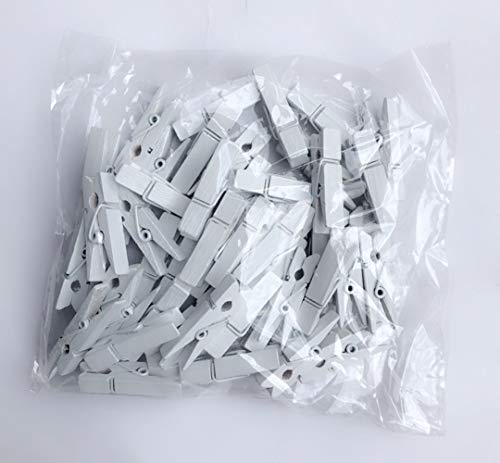 Durreus Small Clothespins Decorations Display Art Project Wood Kitchen Clips Chip Bags Clothesline Pins With Twine Pack 50 White #TOP1