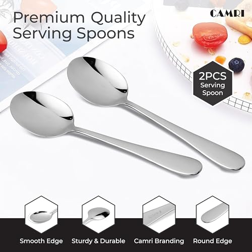 CAMRI Serving Spoon Set of 2- Stainless Steel Large Serving Spoons for Buffet, Home, Kitchen & Restaurants, Mirror Polished, Dishwasher Safe (C61 - Pack of 2) - Image 4