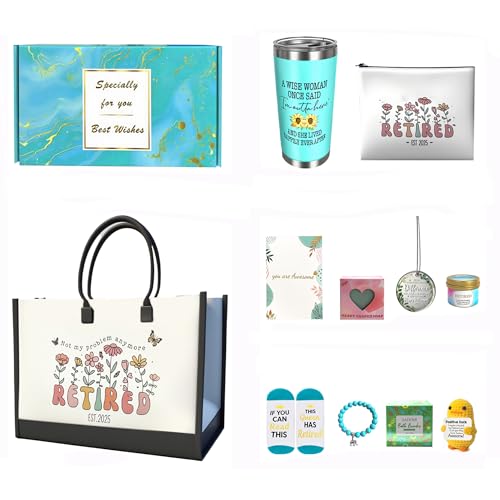 2025 Retirement Gift Set for Women - 12PCS Luxury Bundle with Tote Bag, Makeup Pouch, Tumbler, Candle & More - Perfect Going Away Gifts for Coworkers, Teachers, Nurses, Boss & Friends - (Green)