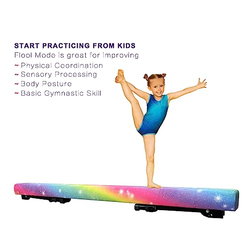 HomeSun Schwebebalken Einstellbar Faltbar Gymnastik Balance Beam High and Low Level Floor Beam Einfache Montage Gymnastikbalken 240cm Stabile Trainingsgeräte für Zuhause (Regenbogen, 240cm)