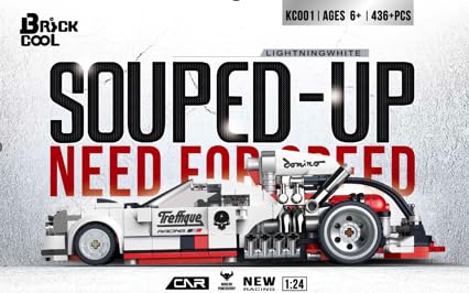 MINISO Car Model Series Car Building Blocks (White Lightning, 436 Pcs) - Construct Your Ultimate Racing Machine!