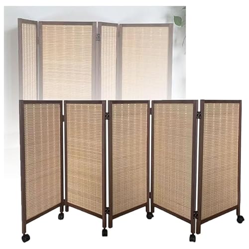 Séparateur de pièce en bambou Kinder | Paravent mobile de 3 à 8 panneaux avec roulettes