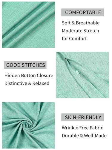 Mens Button Down Short Sleeve Shirt Linen Textured Summer Casual Shirts Beach Vacation Wedding Tops Wrinkle-Resistant3