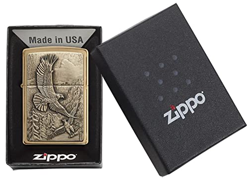 Zippo Lighter - Personalized Message Engraved on Backside Americana Eagle Prey USA Flag Patriotic (Brushed Brass #20854) - Image 5