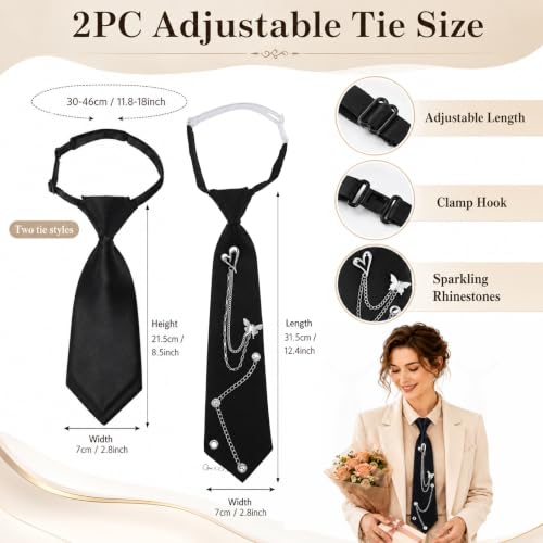 Image of Tucnoeu Bow Tie for Women - 2Pcs Women's Bow Ties,Pre-tied Adjustable Bowties