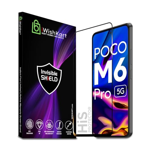 Image of compatible with Poco M6 Pro 5G Tempered Glass [with warranty] screen protector guard Full Edge to Edge 9H Full Glue FHD with Easy Installation kit - Pack of 1 (M6Pro)