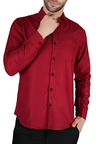 Image of Mens Slim fit Solid Casual Cotton Shirt with Spread Collar and Full Sleeves || Suitable for Office wear