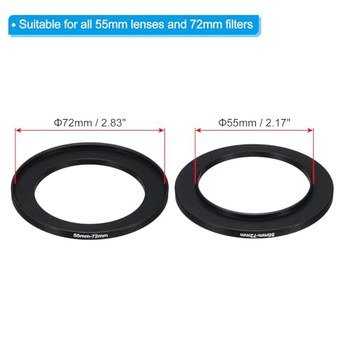 PATIKIL 55mm-72mm Metal Step Up Ring with Cleaning Cloth - Image 2