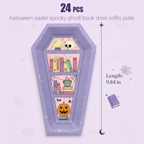 24PCS Halloween Paper Plates,Coffin Halloween Disposable Party Plates Decor - image 2