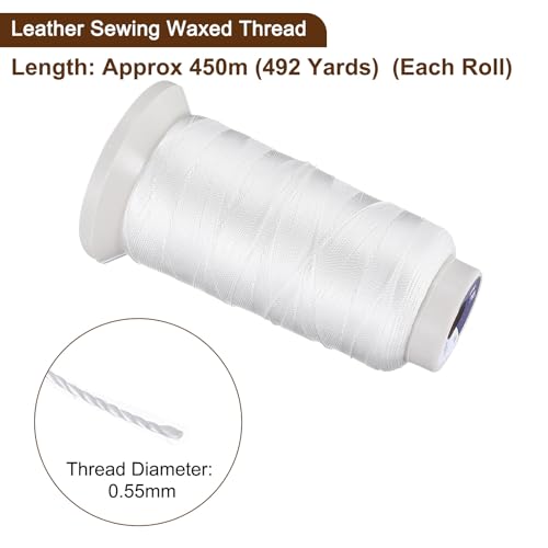 Hilo encerado para coser cuero 0.55mm 450m blanco miniatura 3