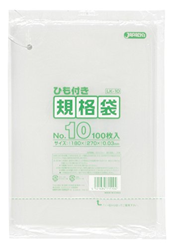 ジャパックス LD 規格袋 ひも付きタイプ 10号 厚み0.030mm 透明 LK10