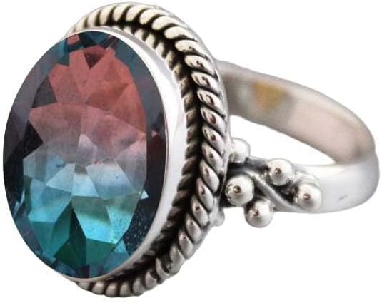 Rainbow Moonstone Gemstone Ring Set In 925 Sterling Silver Beautiful Ring For Women Handmade Ring Oval Shape Blue Fire Moonstone Perfect For Birthday Gift For Her By NKG
