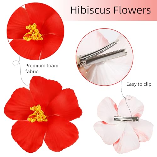 Set de 5 pinzas de flores hawaianas para mujer miniatura 3