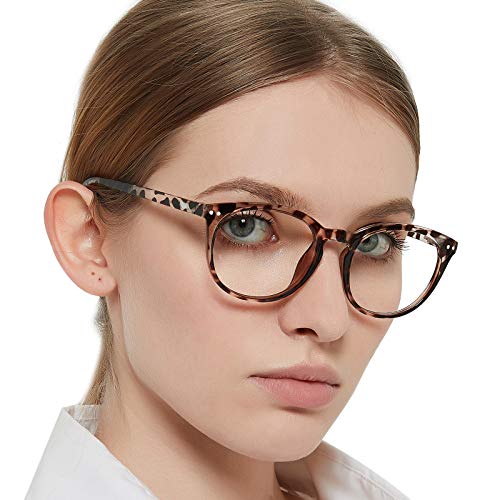 Image of MARE AZZURO Blue Light Blocking Reading Glasses Women Round Computer Readers 0 1.0 1.25 1.5 1.75 2.0 2.25 2.5 2.75 3.0 3.5 4.0 5.0 6.0 (Brown, 250)
