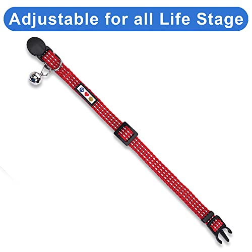 Pawtitas Reflective Cat Collar With Safety Buckle And Removable Bell Cat Collar Kitten Collar Red Cat Collar #TOP4