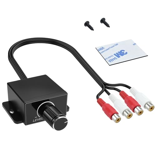 SATUY 1Pcs Universal Car RCA Level Controller Amplifier, Audio Level Bass Boost Volume Control Knob with 2 Screws and 1 Foam Tape for Car Motorcycle Speakers Home Theater