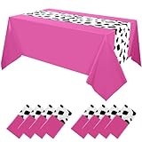 Oudain 6 Pcs Cow Tablecloth for Party Cowgirl Cow Table Runner Print Toy Rectangular Birthday Party Inspired Story Decorations Supplies (Rose Red)