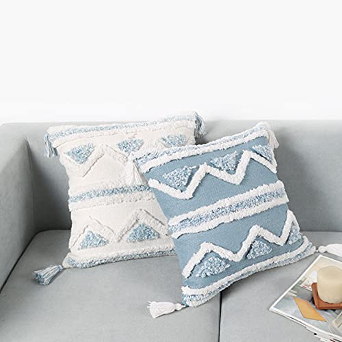 Housse de coussin géométrique touffetée 45x45 cm style bohème - 4